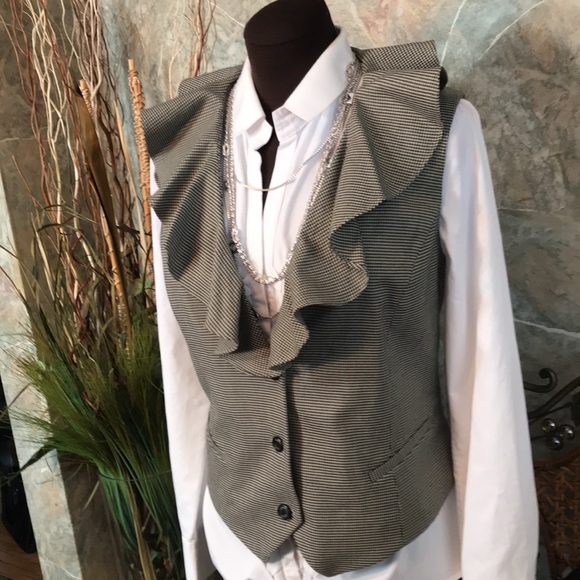 Ralph Lauren 🌹chaps stunning houndstooth executive ruffled vest - Picture 10 of 11
